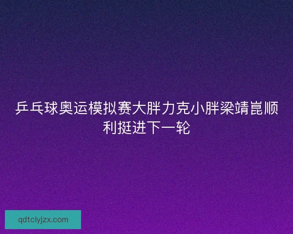 乒乓球奥运模拟赛大胖力克小胖梁靖崑顺利挺进下一轮